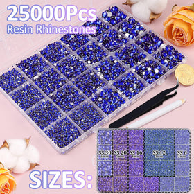 TINKRSTUFF close-up of royal blue rhinestone facets showing bright sparkle and clear-cut edges for visual impact