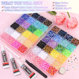 TINKRSTUFF organized compartments with mixed-color rhinestones for efficient crafting