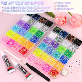 TINKRSTUFF open storage grid with sorted multicolor rhinestones for easy access