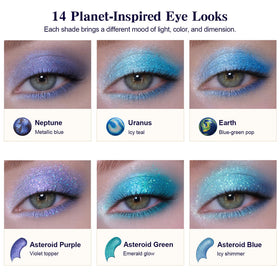Tintark applied on model eye illustrating blendable mattes and striking metallics