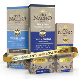tio nacho front packaging set showing complete three-step kit for fuller hair