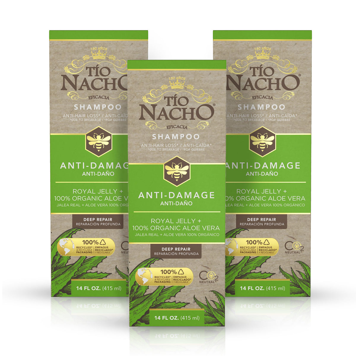 Tío Nacho front packaging showing bottle and key benefits