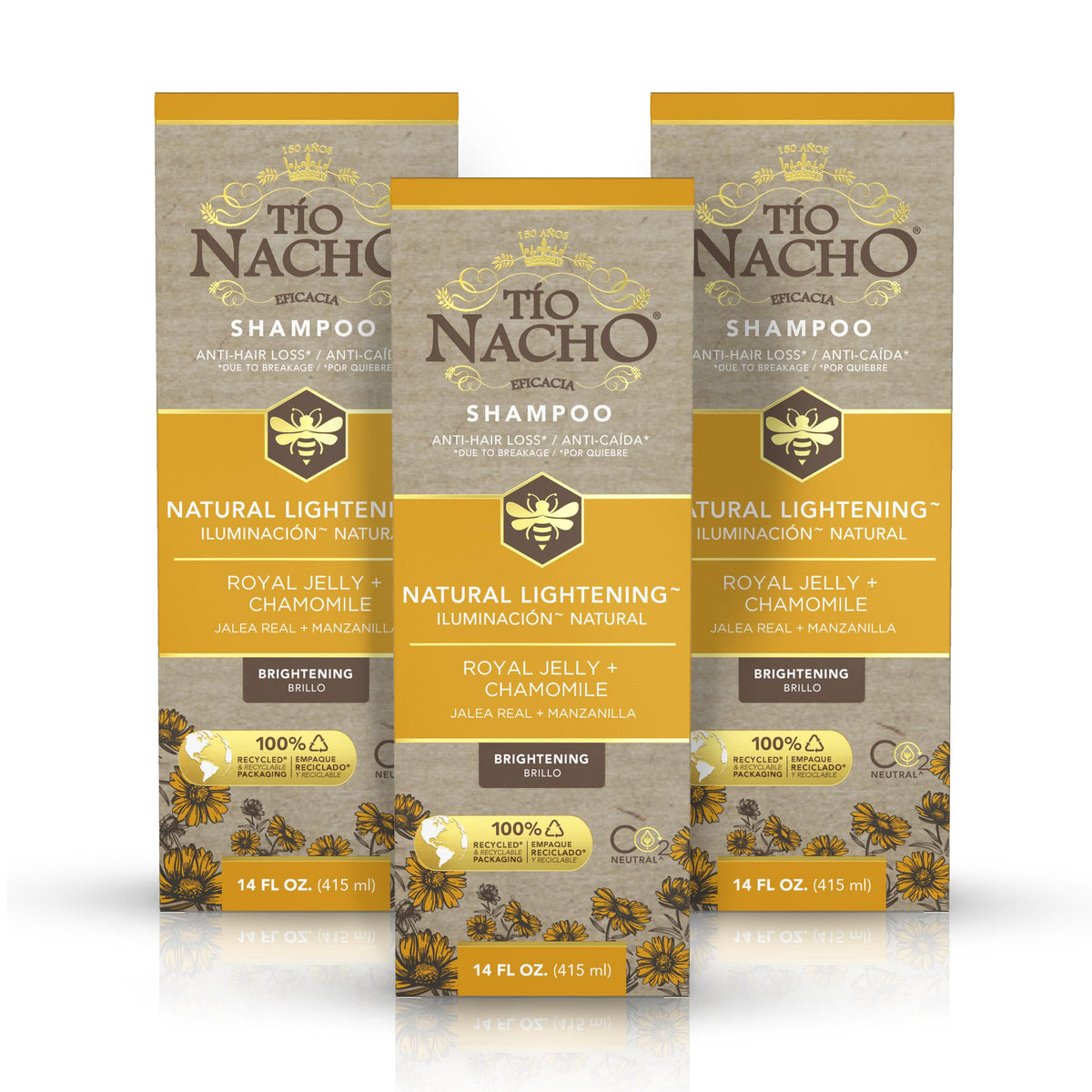Tio Nacho front packaging showing bottle and brightness benefit