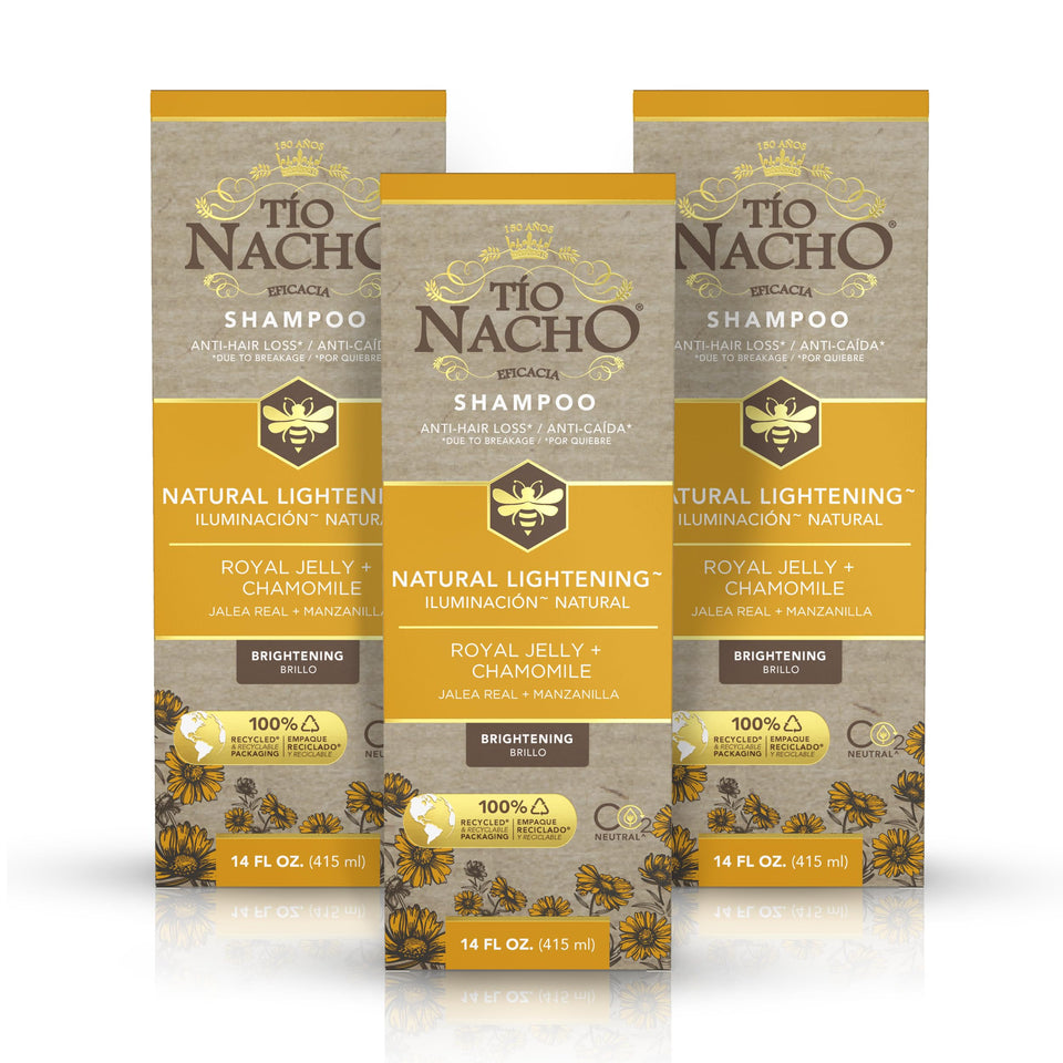Tio Nacho front packaging showing bottle and brightness benefit