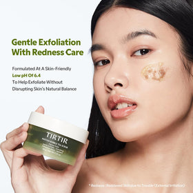 TIRTIR application on face demonstrating calming exfoliation benefit