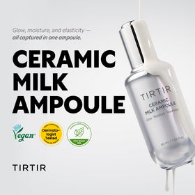 TIRTIR milky ampoule texture spread on skin showing lightweight absorption benefit