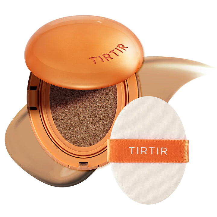 TIRTIR cushion open showing product and mirror, easy on‑the‑go application