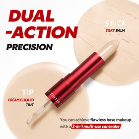 TIRTIR Glide&Hide texture swatches on arm, demonstrates blendable coverage and finish