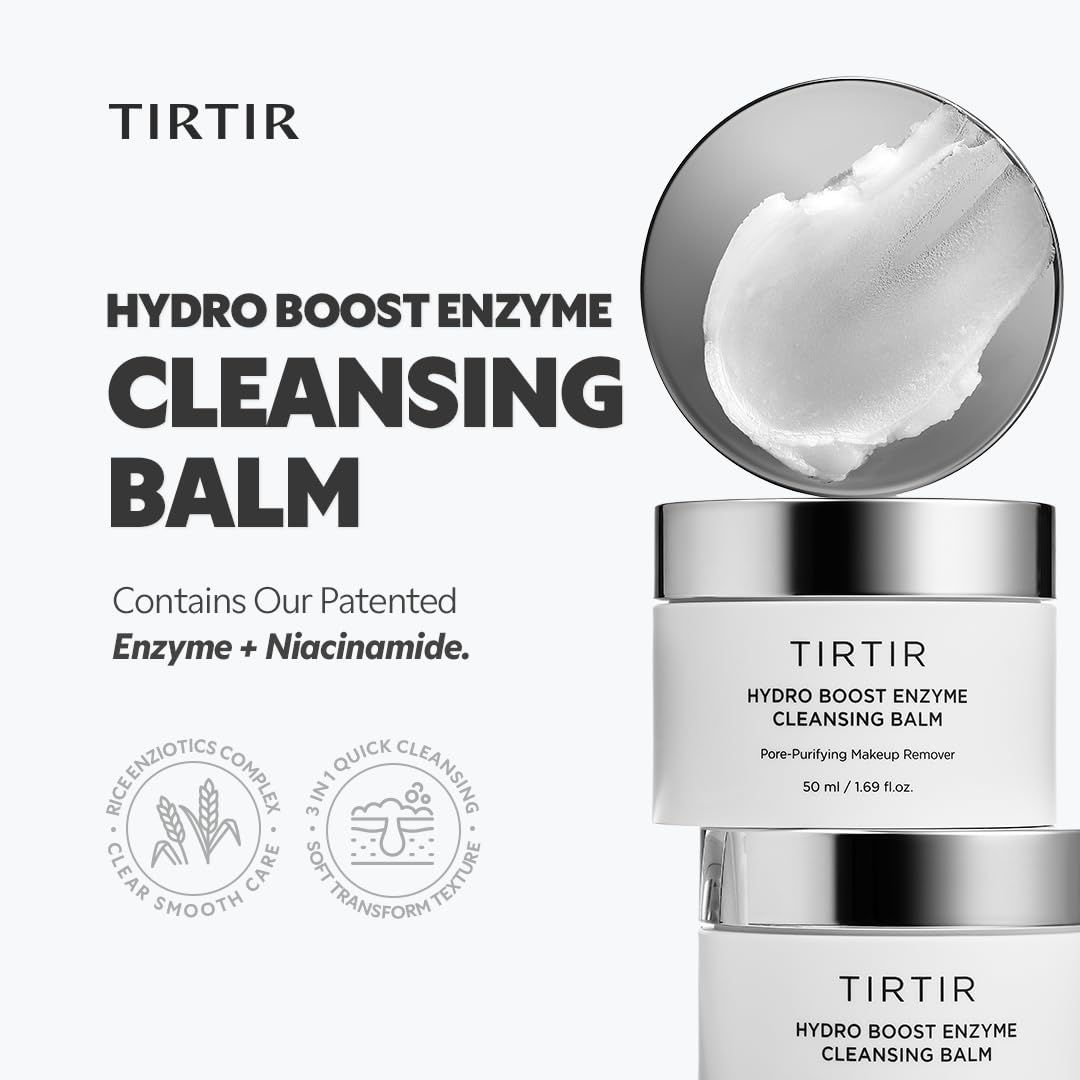 TIRTIR balm melting on skin during massage, demonstrates makeup removal benefit