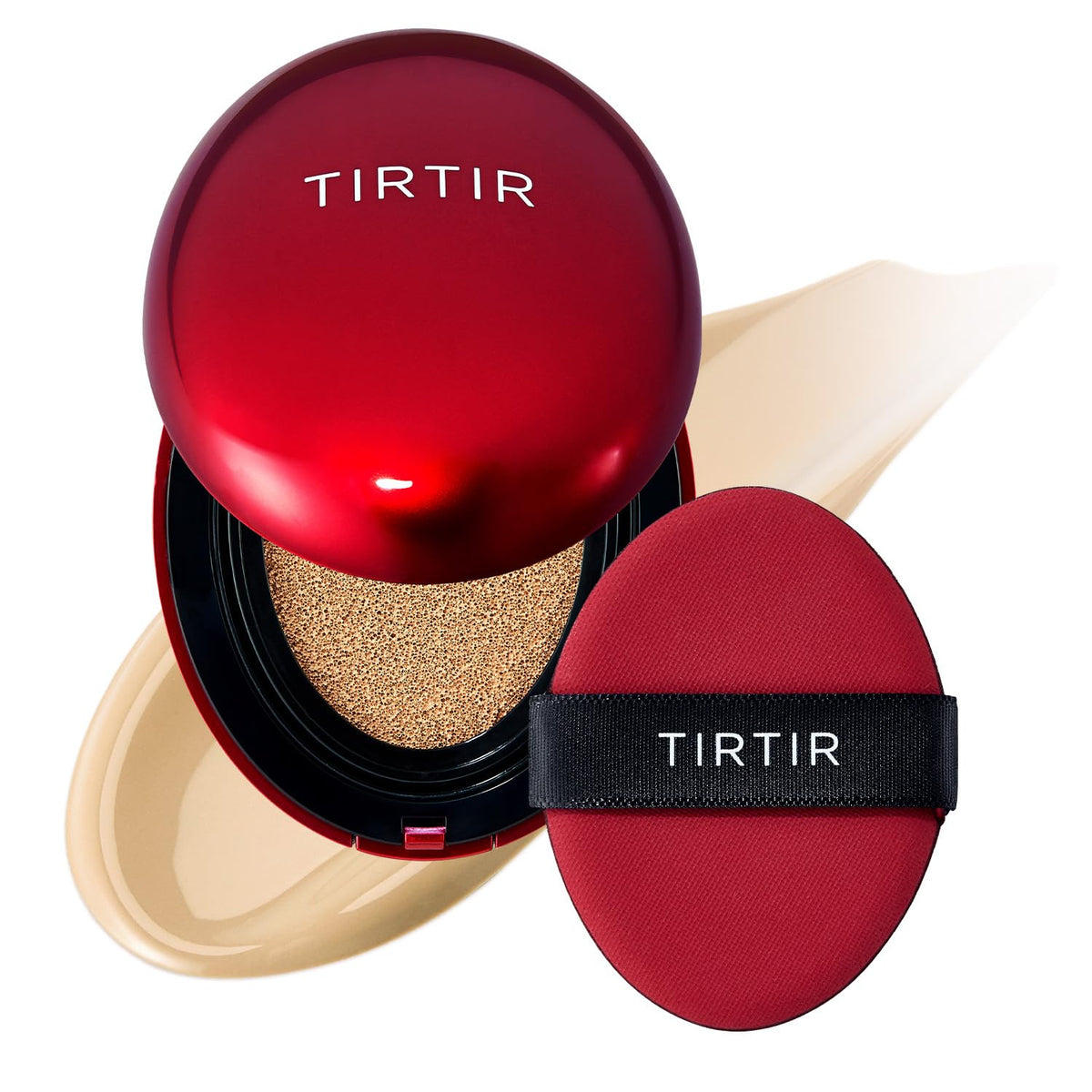 TIRTIR front compact view showing sleek case and shade label benefit: portable application