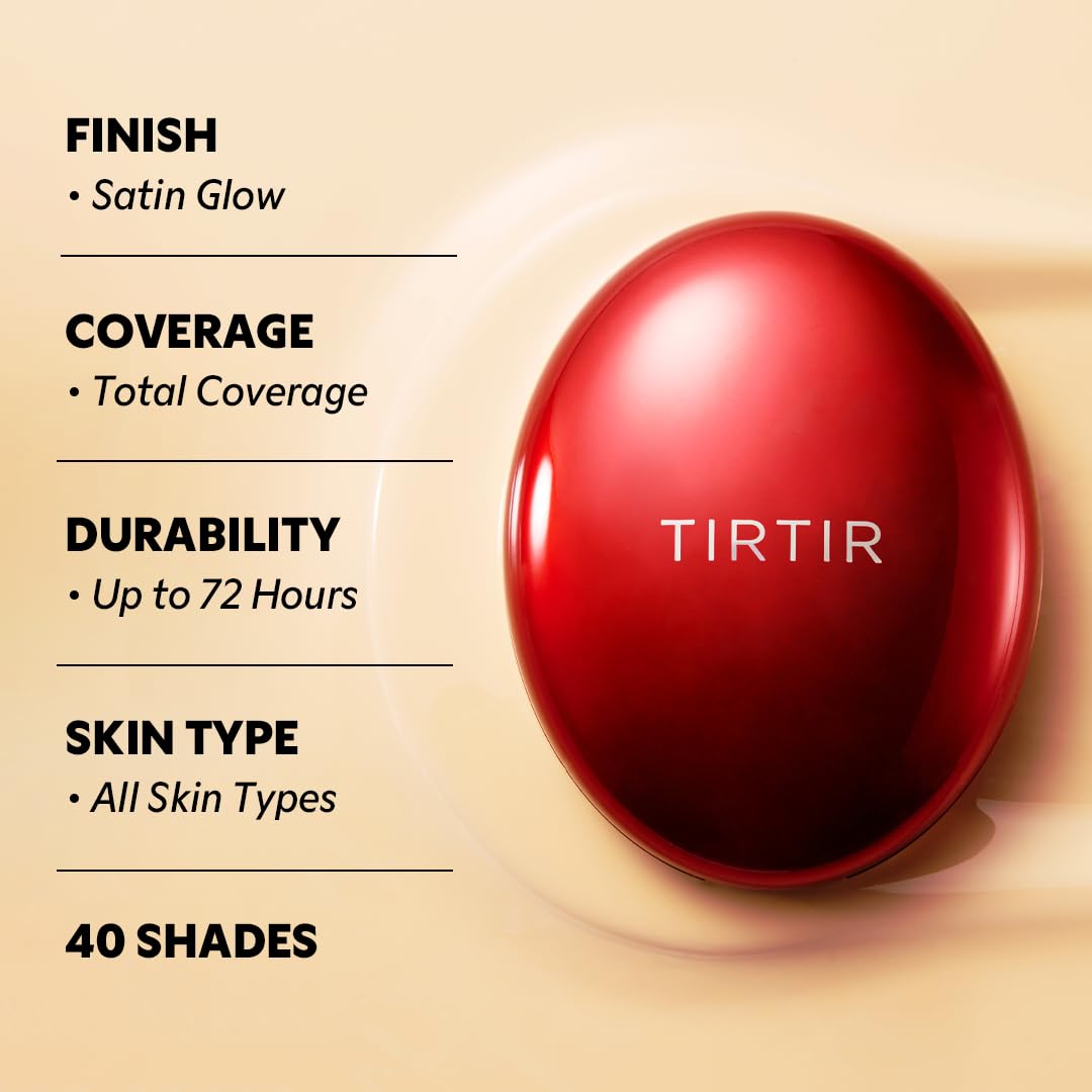 TIRTIR foundation on model showing coverage and natural finish benefit