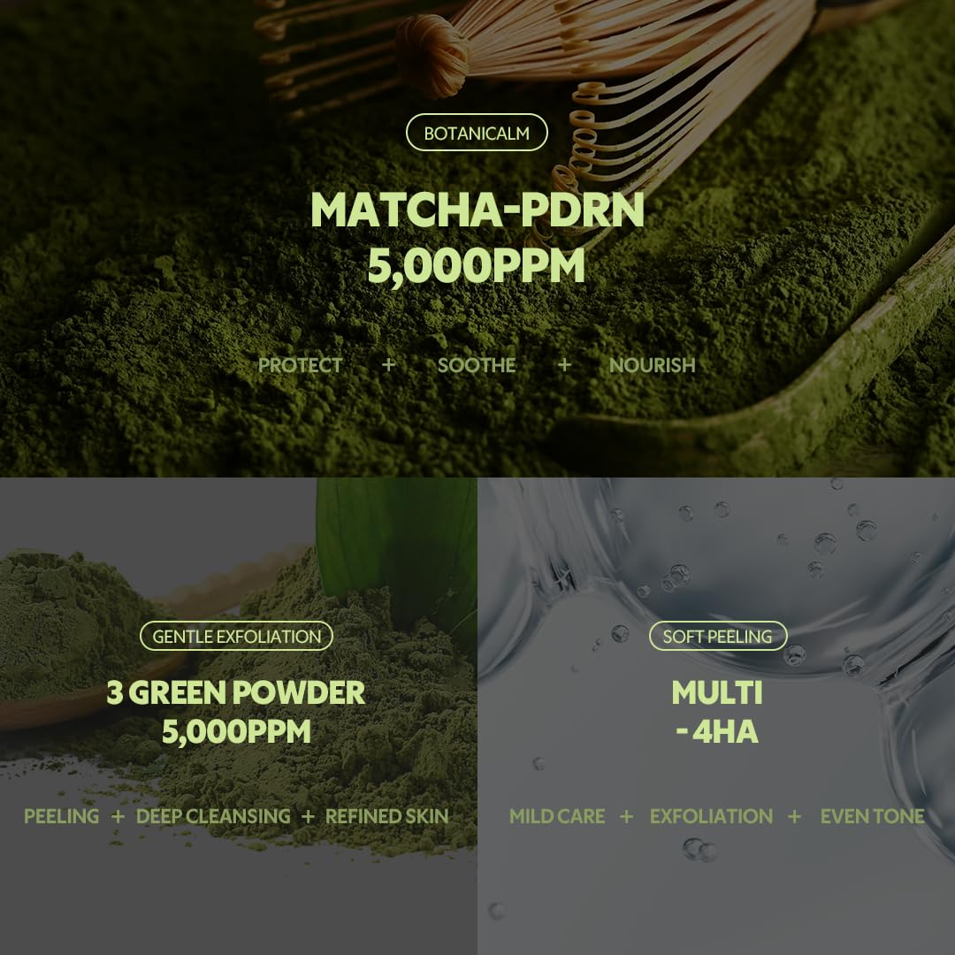 TIRTIR botanical powders flatlay highlighting matcha and tea tree pore-refining benefits