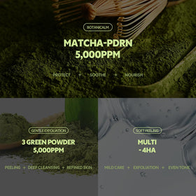 TIRTIR botanical powders flatlay highlighting matcha and tea tree pore-refining benefits