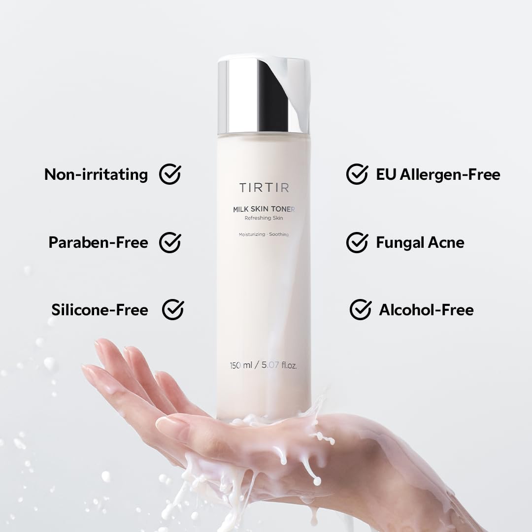 TIRTIR 150ml size comparison on hand showing product scale and travel-friendly volume