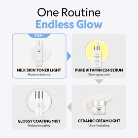 TIRTIR on bathroom counter staged with skincare items showing routine-ready benefit