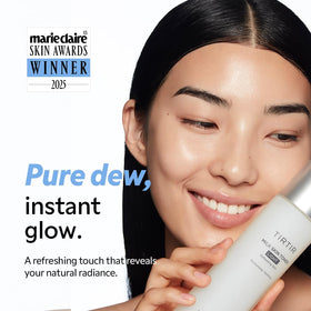 TIRTIR milky texture pouring from bottle highlighting fast absorption benefit