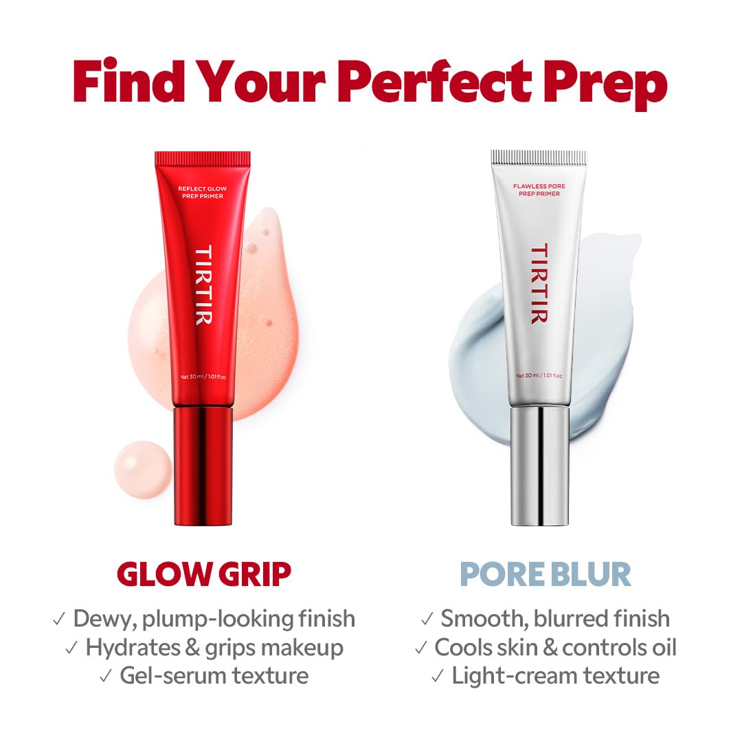 TIRTIR primer applied on cheek demonstrating smoothing benefit