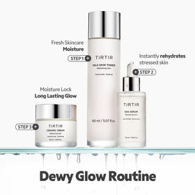 TIRTIR SOS Serum lifestyle bathroom routine with towel, shows daily use convenience