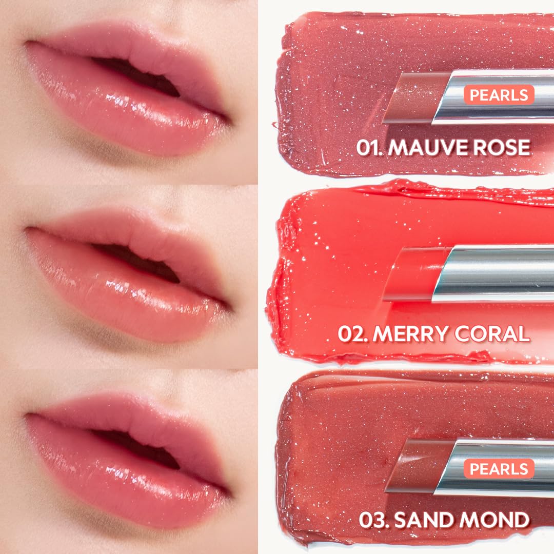 TIRTIR balm applied on lips showing dewy shine and natural plumping