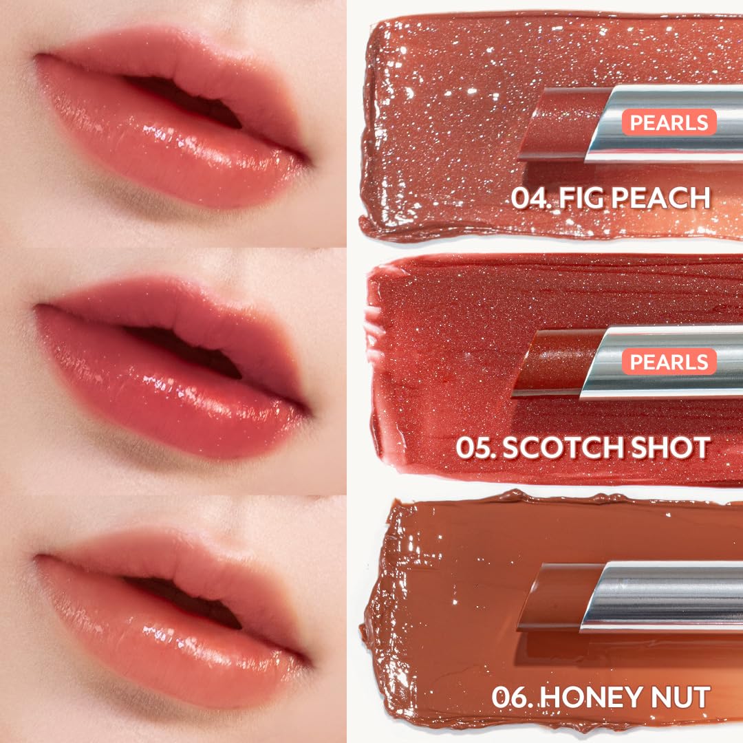 TIRTIR lips in use showing Fig Peach glow and visibly moisturized appearance