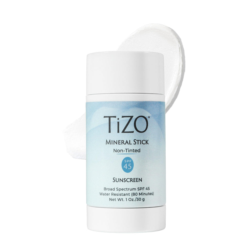TIZO mineral stick front packaging showing compact, travel-ready design and SPF 45 benefit