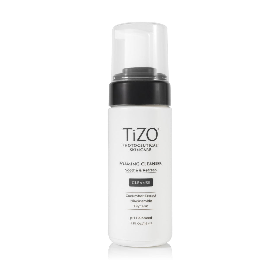 TIZO front packaging of the foaming cleanser showing label and size, communicates clarity benefit