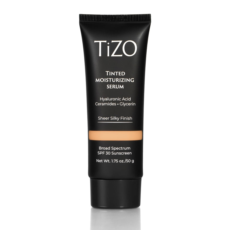 TIZO front packaging highlighting SPF 30 and medium shade benefit