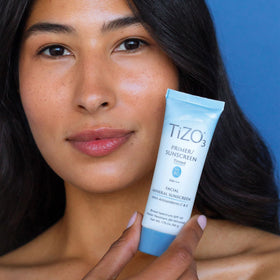 TIZO packaging label close-up highlighting mineral ingredients and fragrance-free benefit