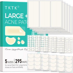 TKTK front packaging showing all 295 acne patches for full coverage