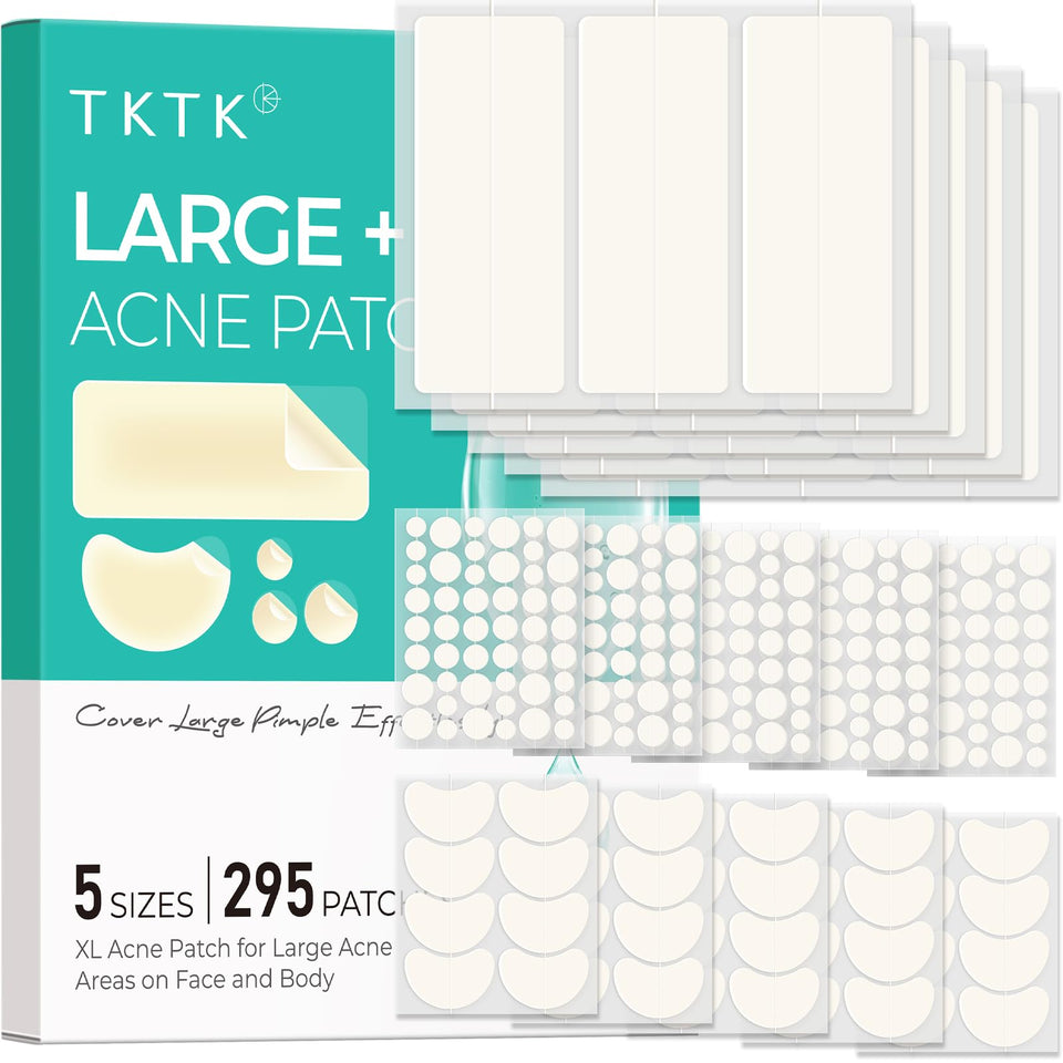 TKTK front packaging showing all 295 acne patches for full coverage