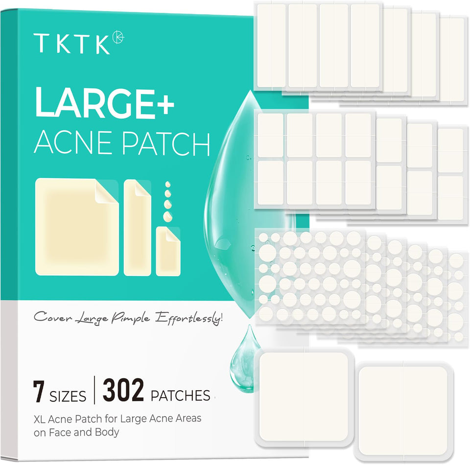 TKTK front packaging showing 302 patches and 7 sizes, clear organization benefit