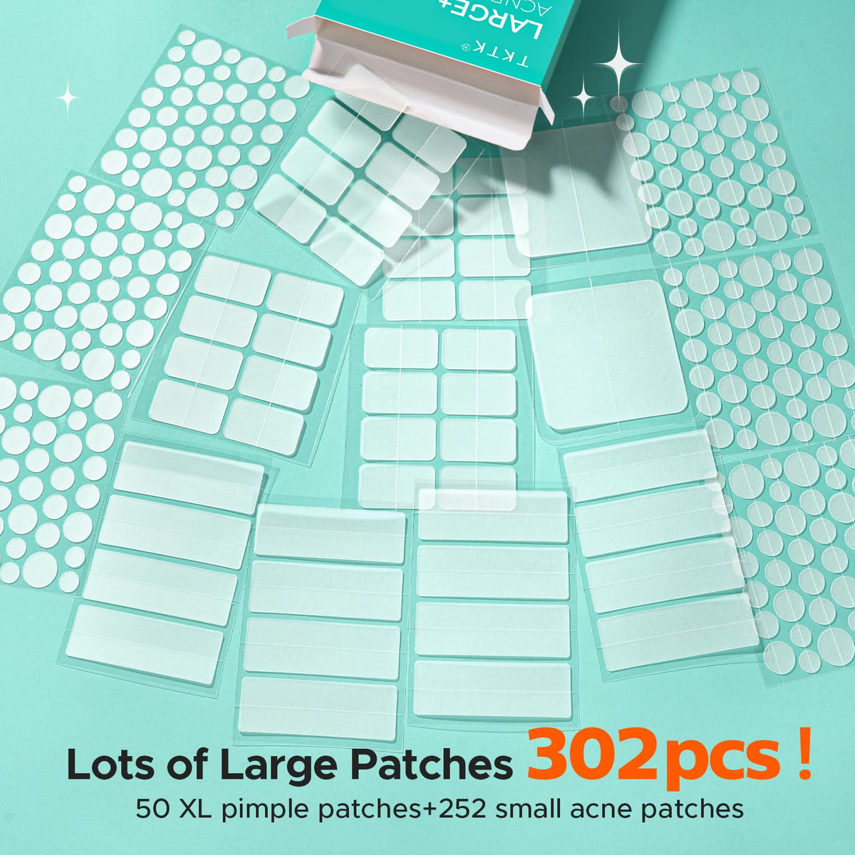 TKTK patch size layout showing seven sizes for precise coverage and convenience