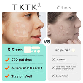 TKTK patches applied to forehead demonstrating discreet, protective wear