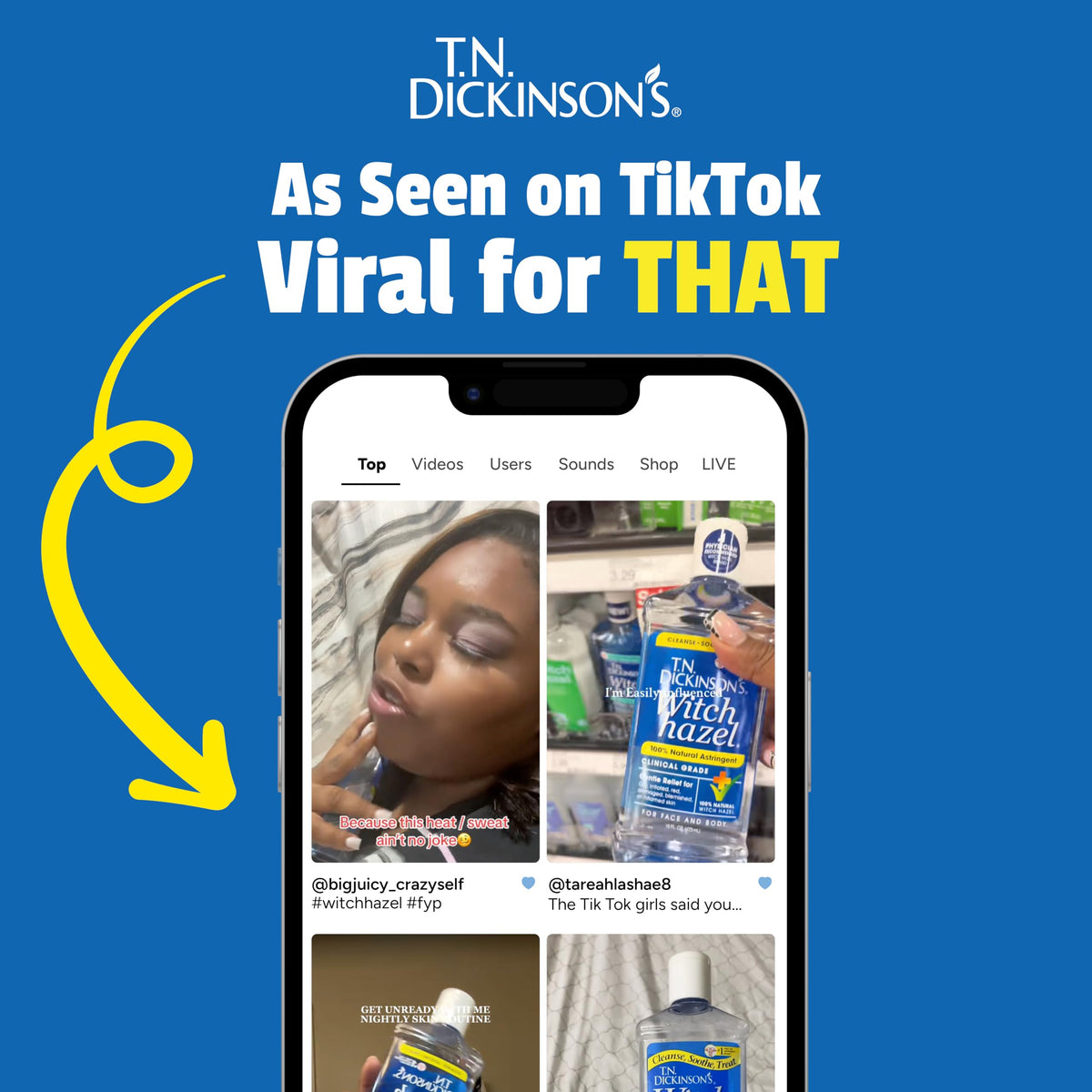 T.N. Dickinson's applied to cotton pad for quick oil and makeup removal