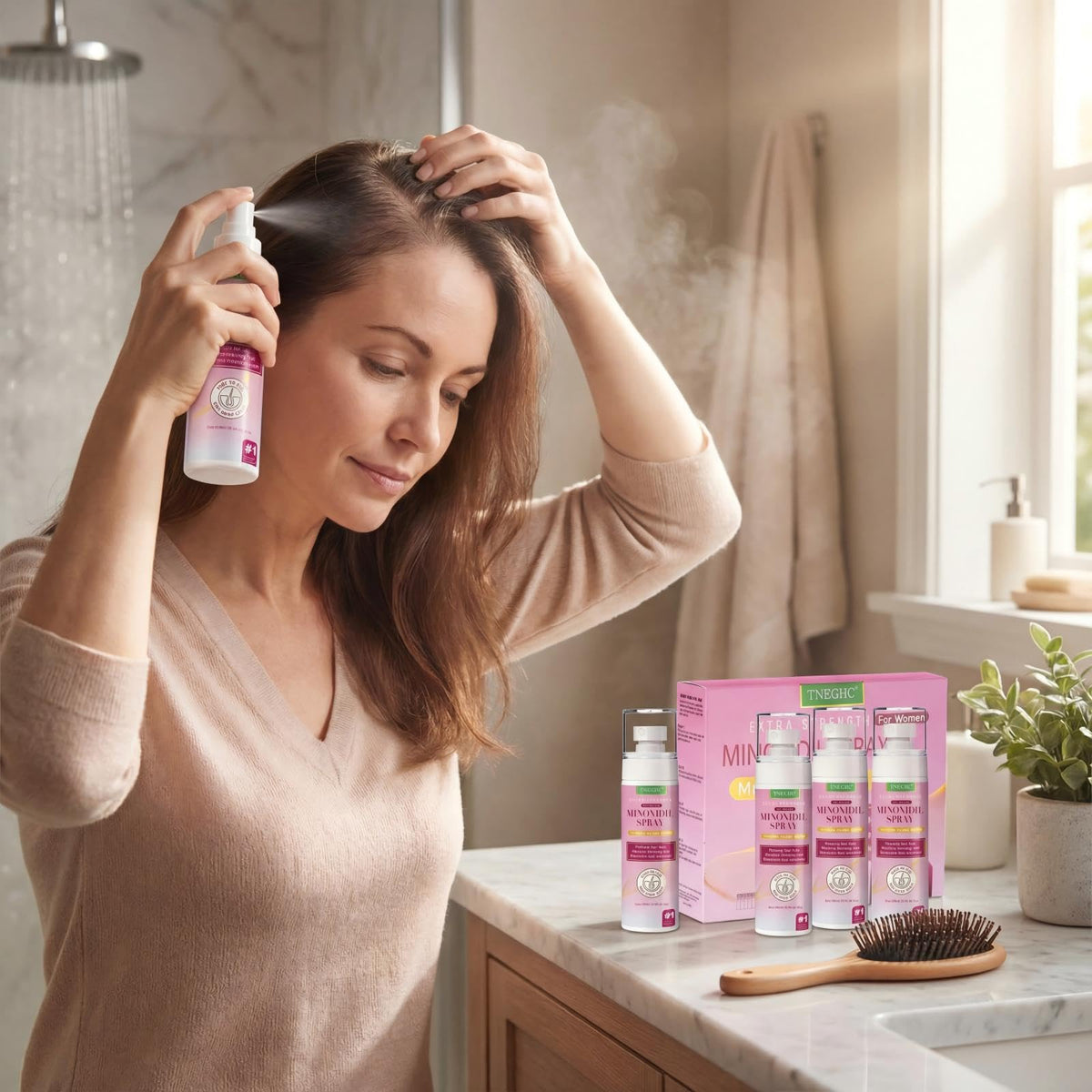 TNEGHC application on hairline highlighting targeted thinning support