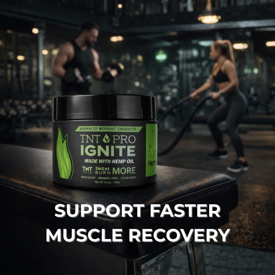 TNT Pro Ignite next to gym bag and towel showing convenience for pre-workout routines