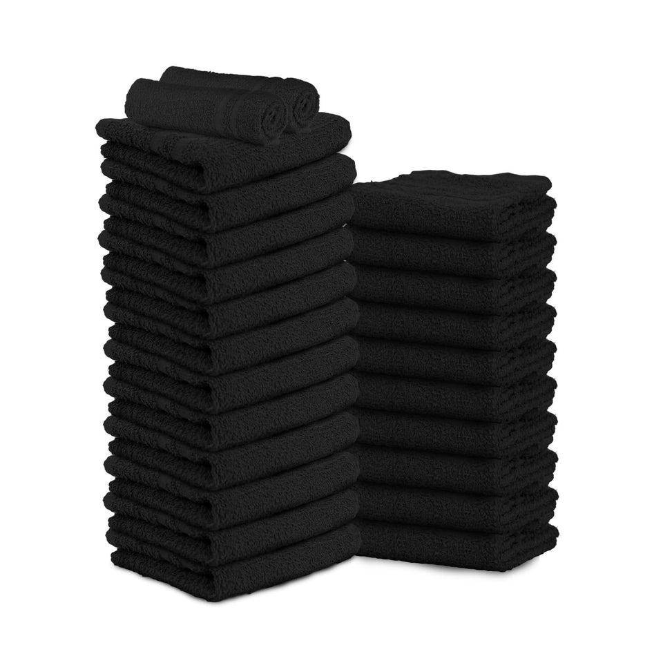 TOALLA front packaging showing 24-pack black towels and bulk value