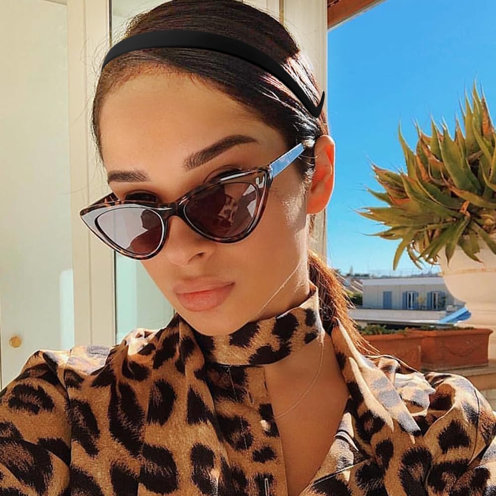 TOBATOBA headband worn with sunglasses showing no pressure behind ears