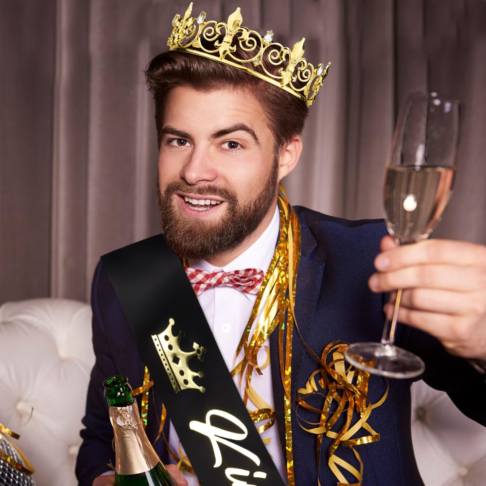 TOBATOBA couple at party wearing crowns and sashes showing celebration-ready styling