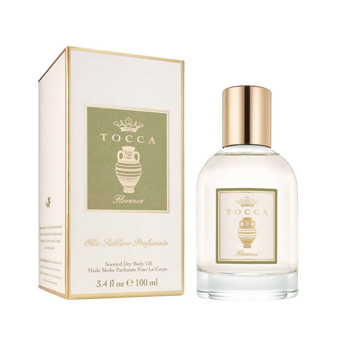 Tocca Florence front bottle showing elegant label and compact size benefit