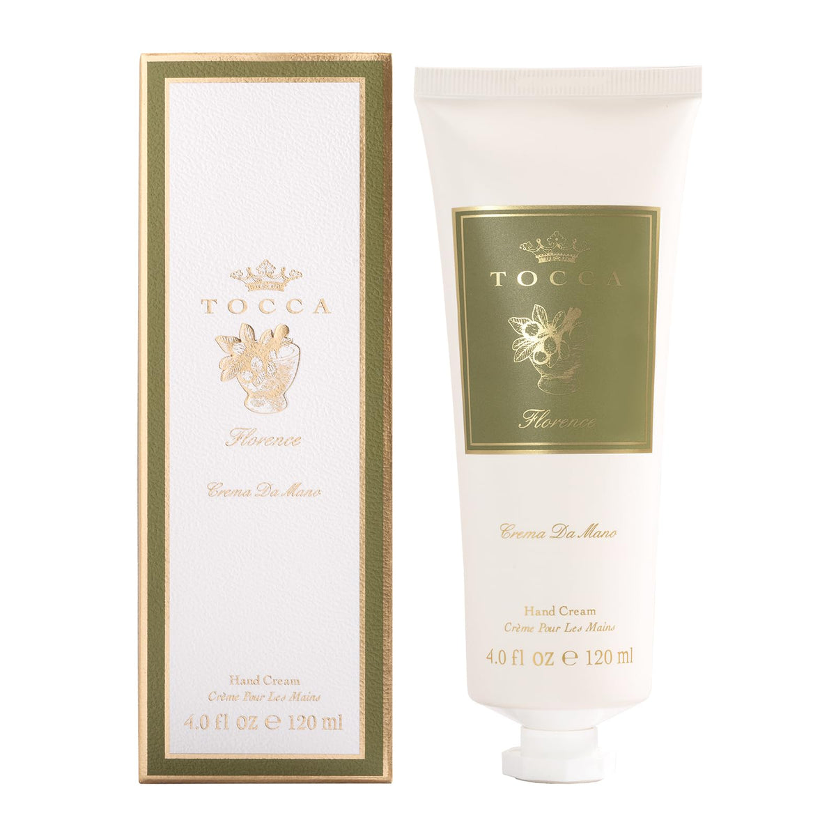 tocca Florence front packaging showing elegant tube and logo, evokes luxury