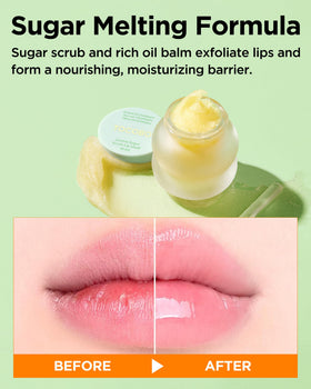 TOCOBO spatula applying balm to lips, demonstrates hygienic, easy application
