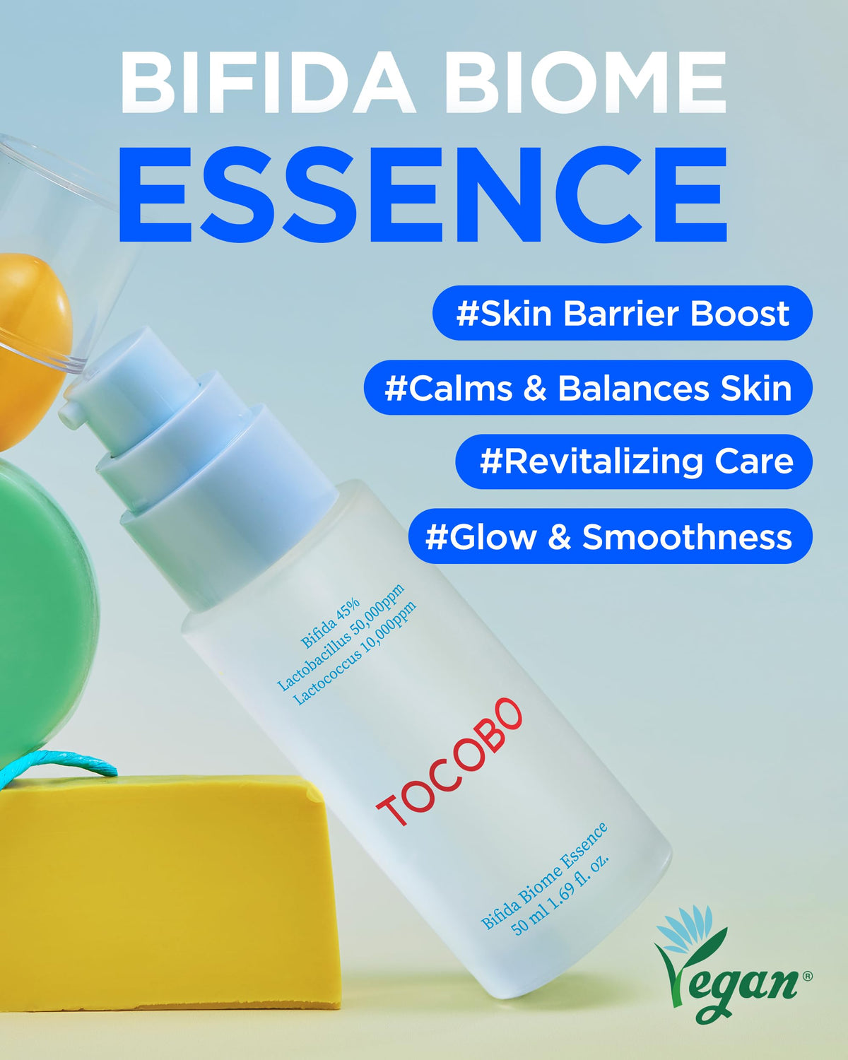 TOCOBO pump dispensing clear essence illustrating easy controlled application