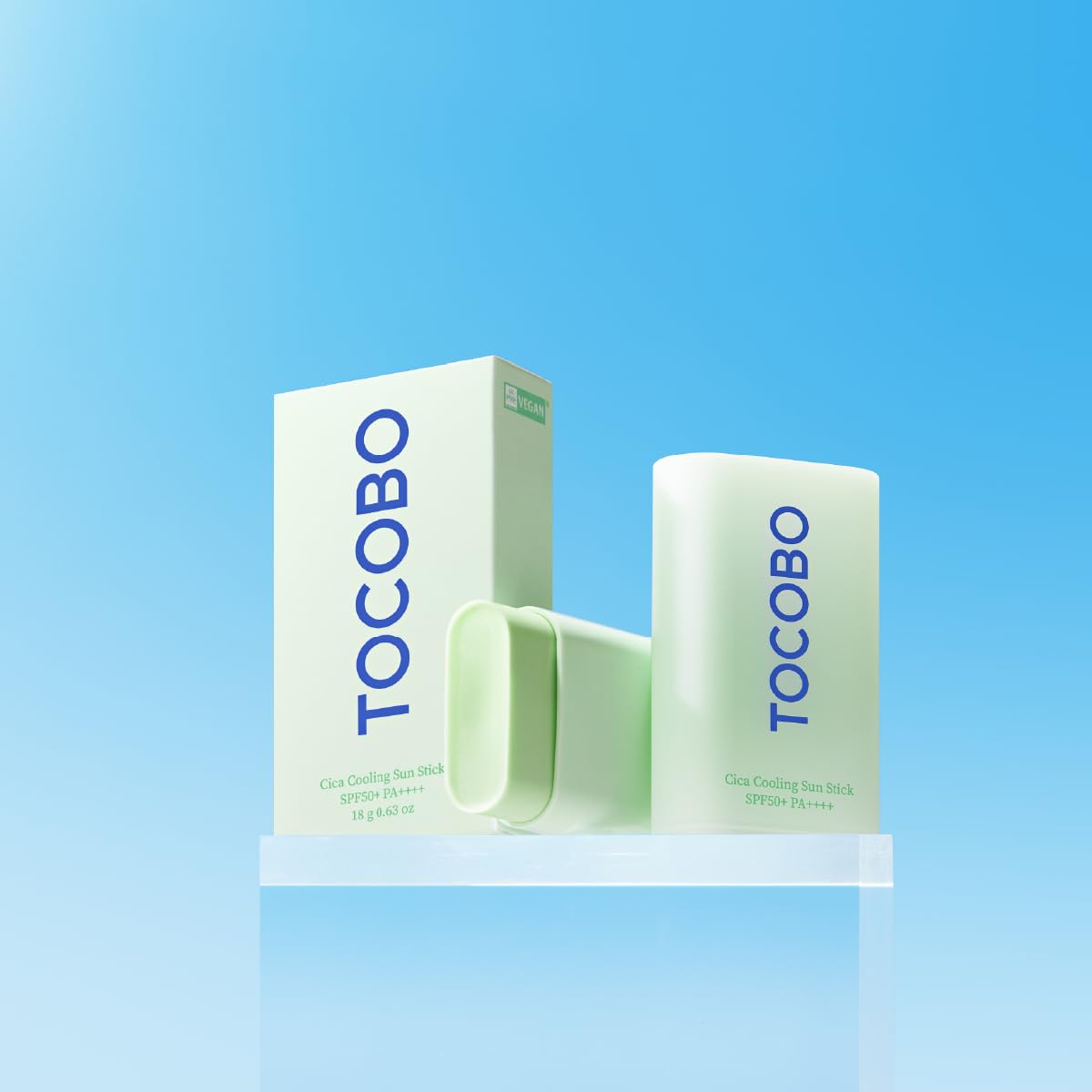 TOCOBO sun stick inside travel pouch scene indicating convenient reapplication