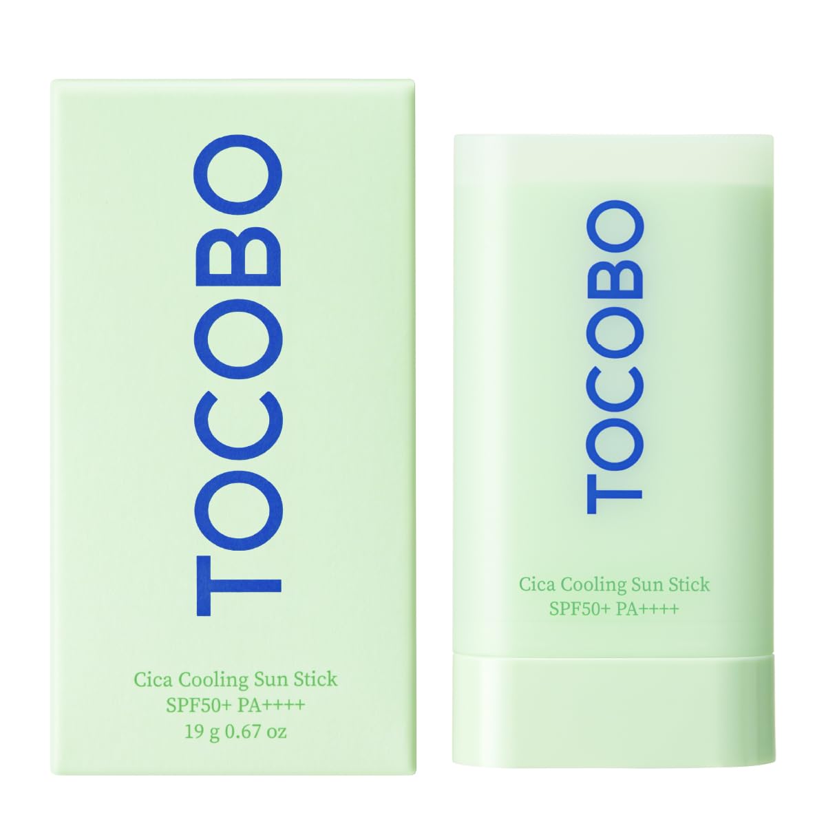 TOCOBO sun stick front packaging showing SPF50+ protection and compact design