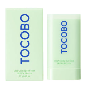 TOCOBO sun stick front packaging showing SPF50+ protection and compact design