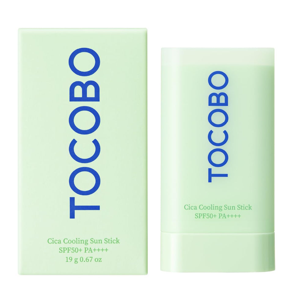 TOCOBO sun stick front packaging showing SPF50+ protection and compact design