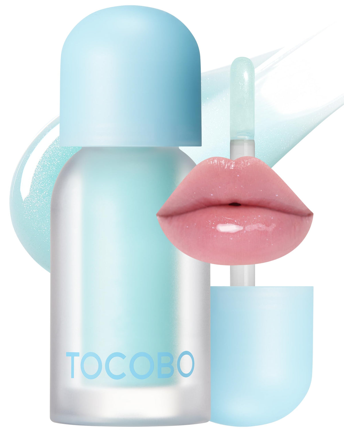 TOCOBO front packaging showing clear icy-shimmer gloss and product name, highlights shine
