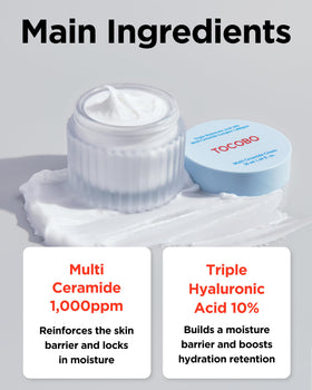 TOCOBO ingredients label highlighting ceramides and hyaluronic acid benefits