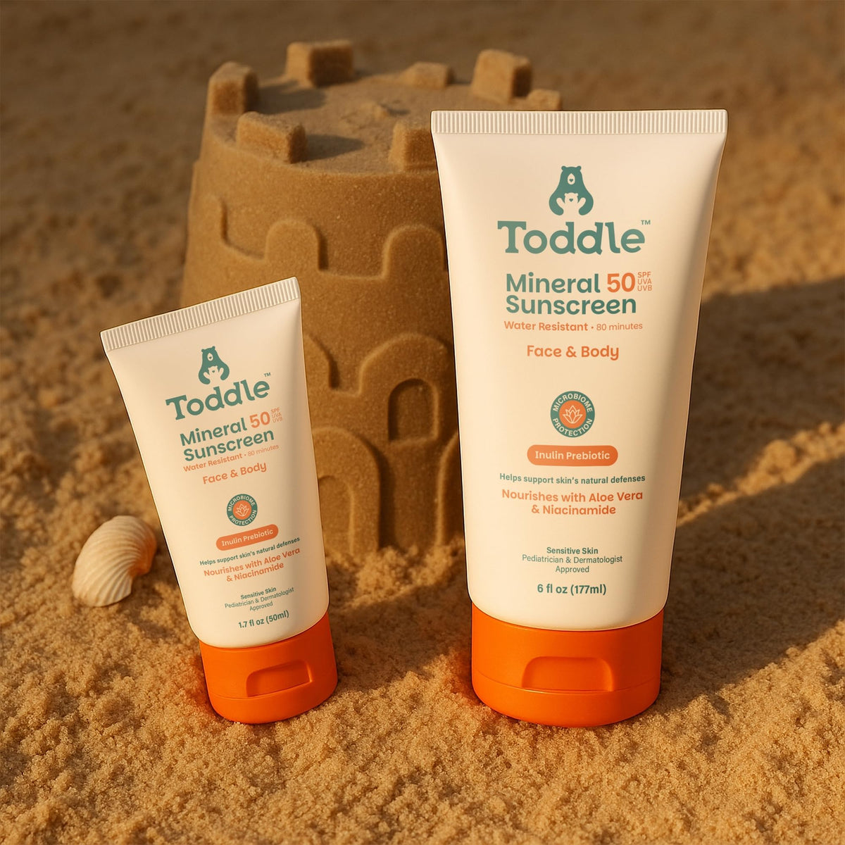 Toddle ingredients close-up with aloe and niacinamide to soothe skin